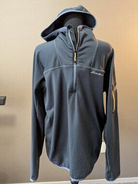 EDDIE BAUER First Ascent High Route Grid Fleece 1/4 Zip Hoodie - Men's L